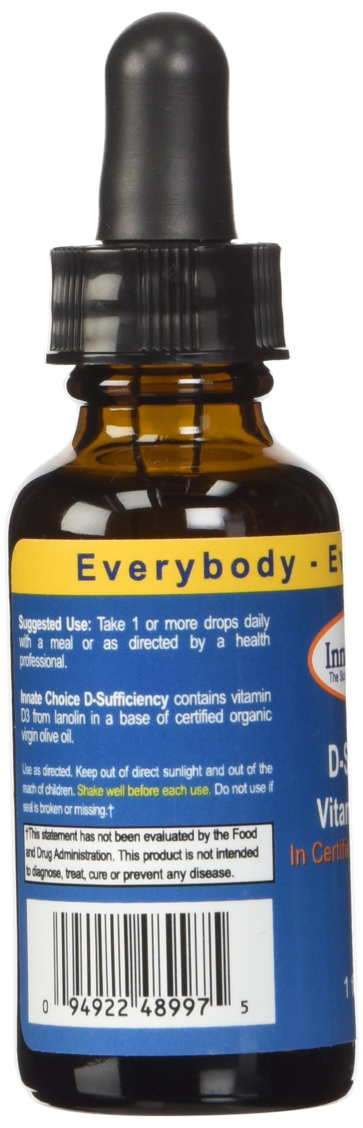 Innate Choice Vitamine D3 étiquette lisible et emballage clair.