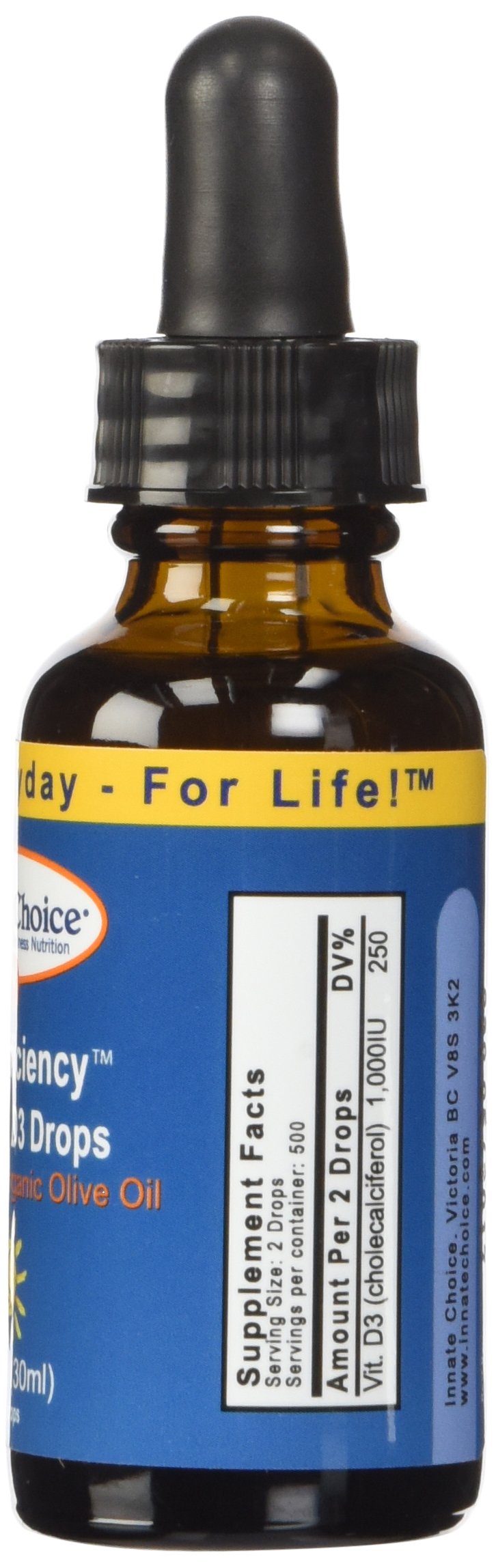 Innate Choice Vitamine D3 avec pipette, dosage précis et pratique.