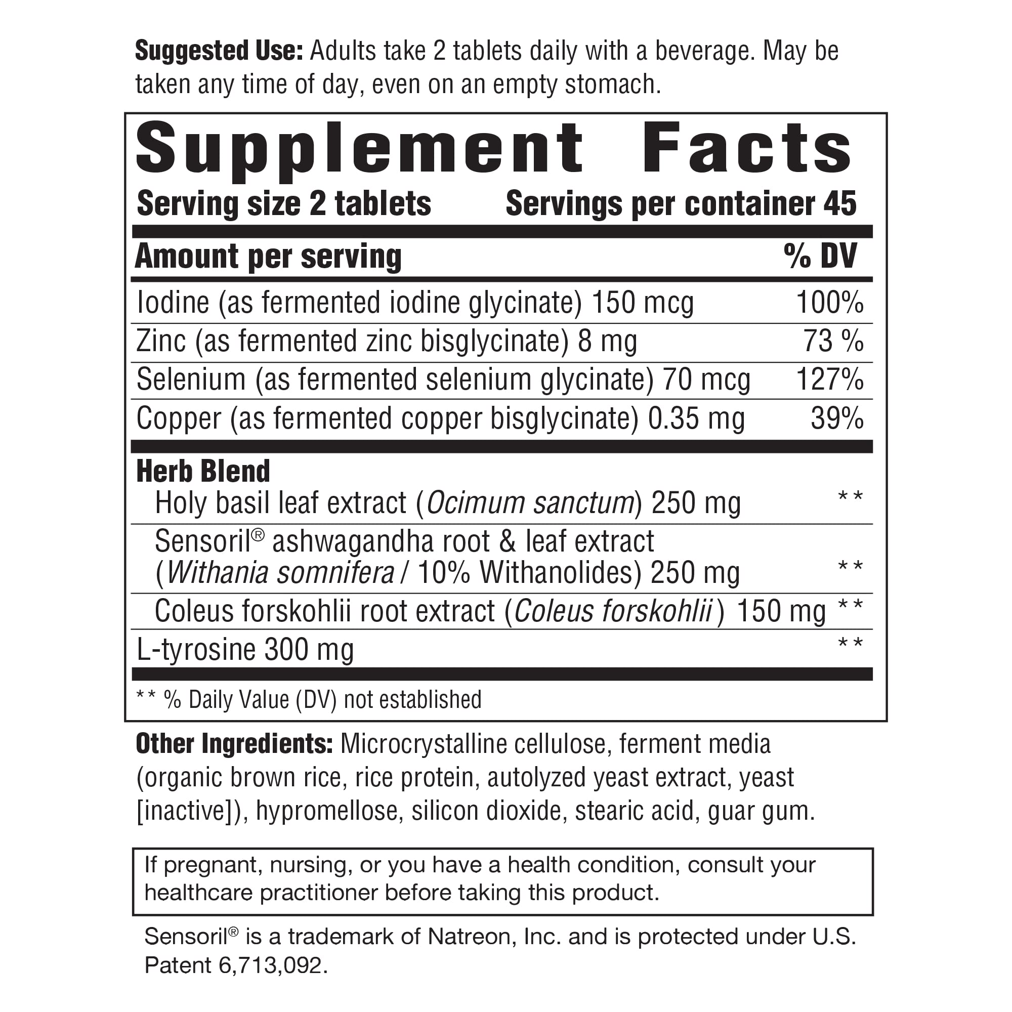 Innate Response Formulas Thyroid Response etiquette proche: détails nutritionnels et formulation