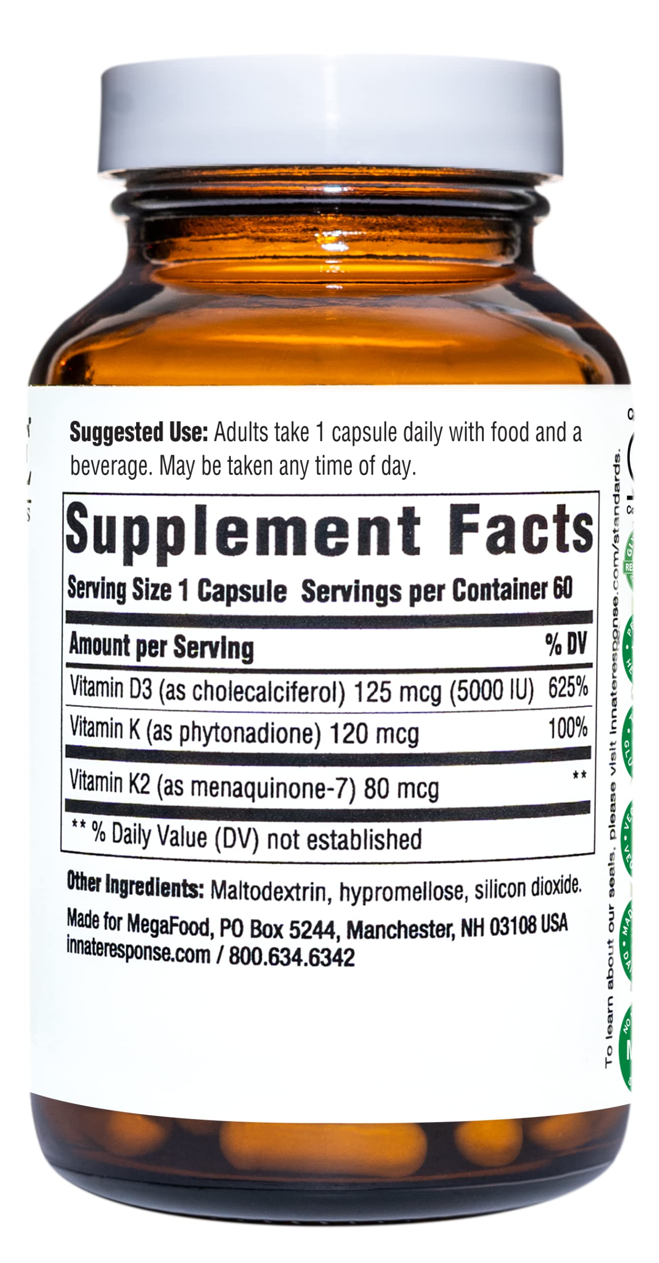 Innate Response Formulas vitamine D3 5000 UI – gélules végétariennes, soutien potentiel des os.