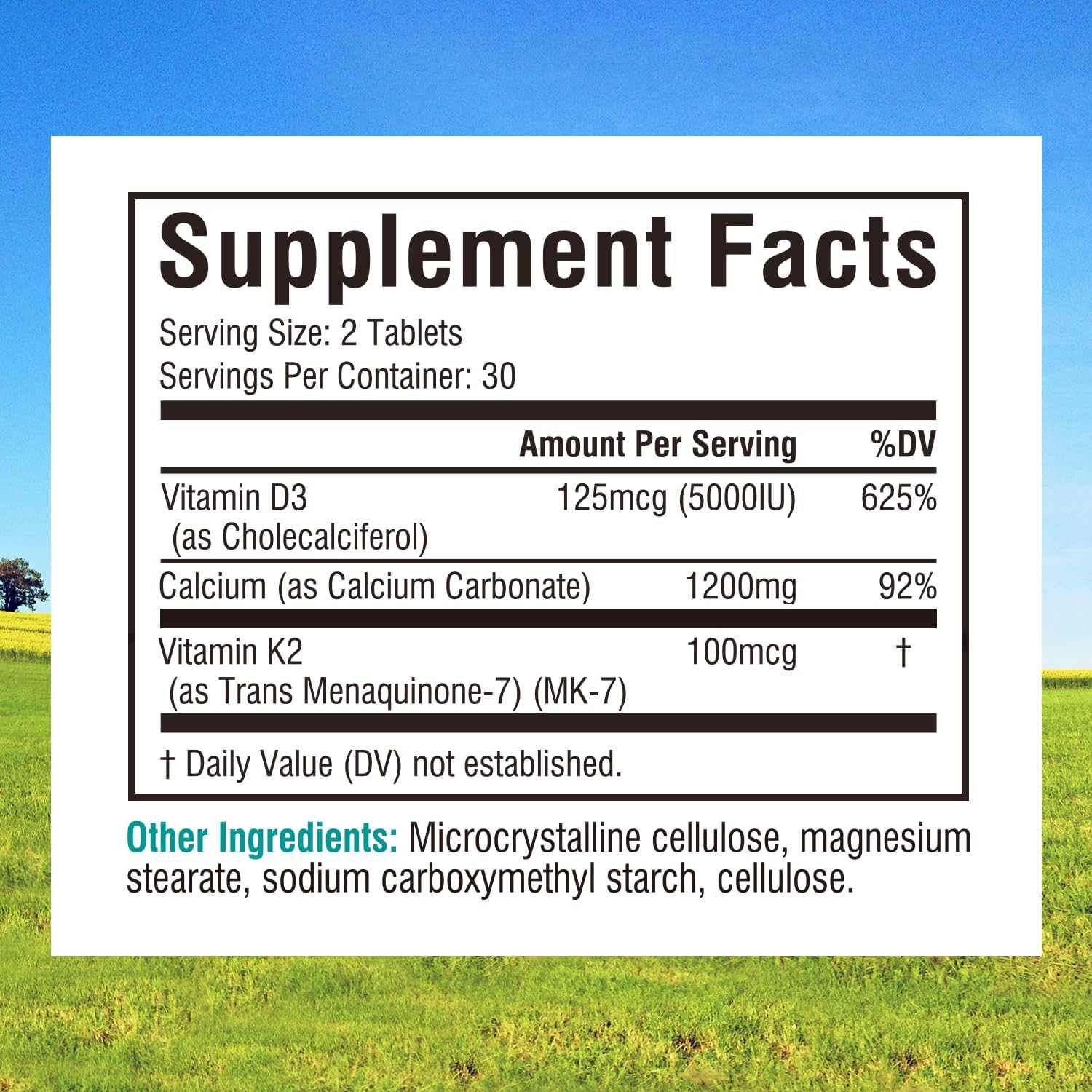 Innate Vitality Calcium Tablettes - Etiquette : dosage clair et traçabilité facile.