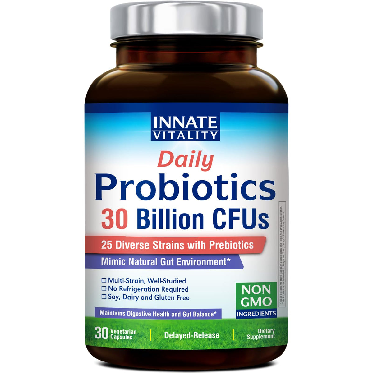 Innate Vitality Daily Probiotics – bouteille: soutien quotidien de la digestion grâce aux souches variées