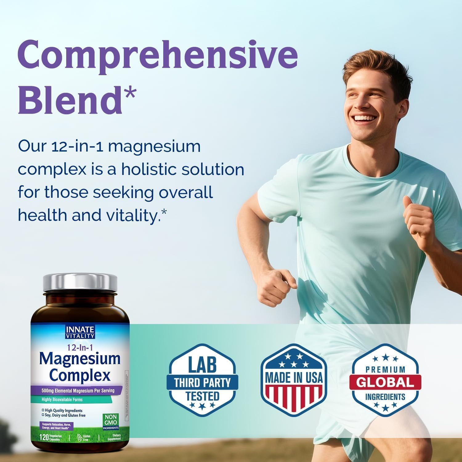 Innate Vitality Magnesium Complex – Utilisation quotidienne pour énergie et soutien cardiaque.