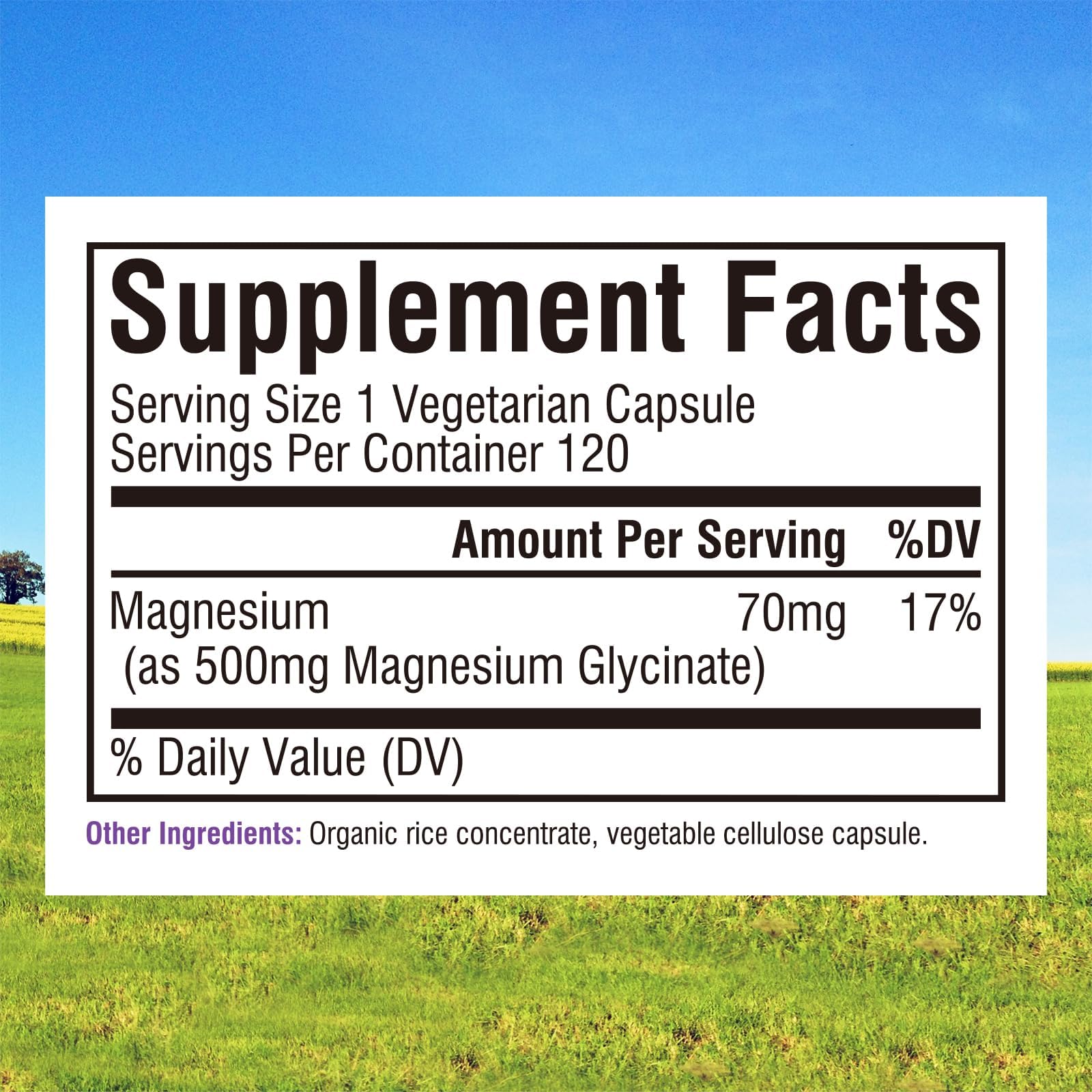Bouteille Innate Vitality Magnésium Glycinate ouverte, capsules prêtes à l’emploi.