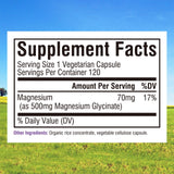 Bouteille Innate Vitality Magnésium Glycinate ouverte, capsules prêtes à l’emploi.