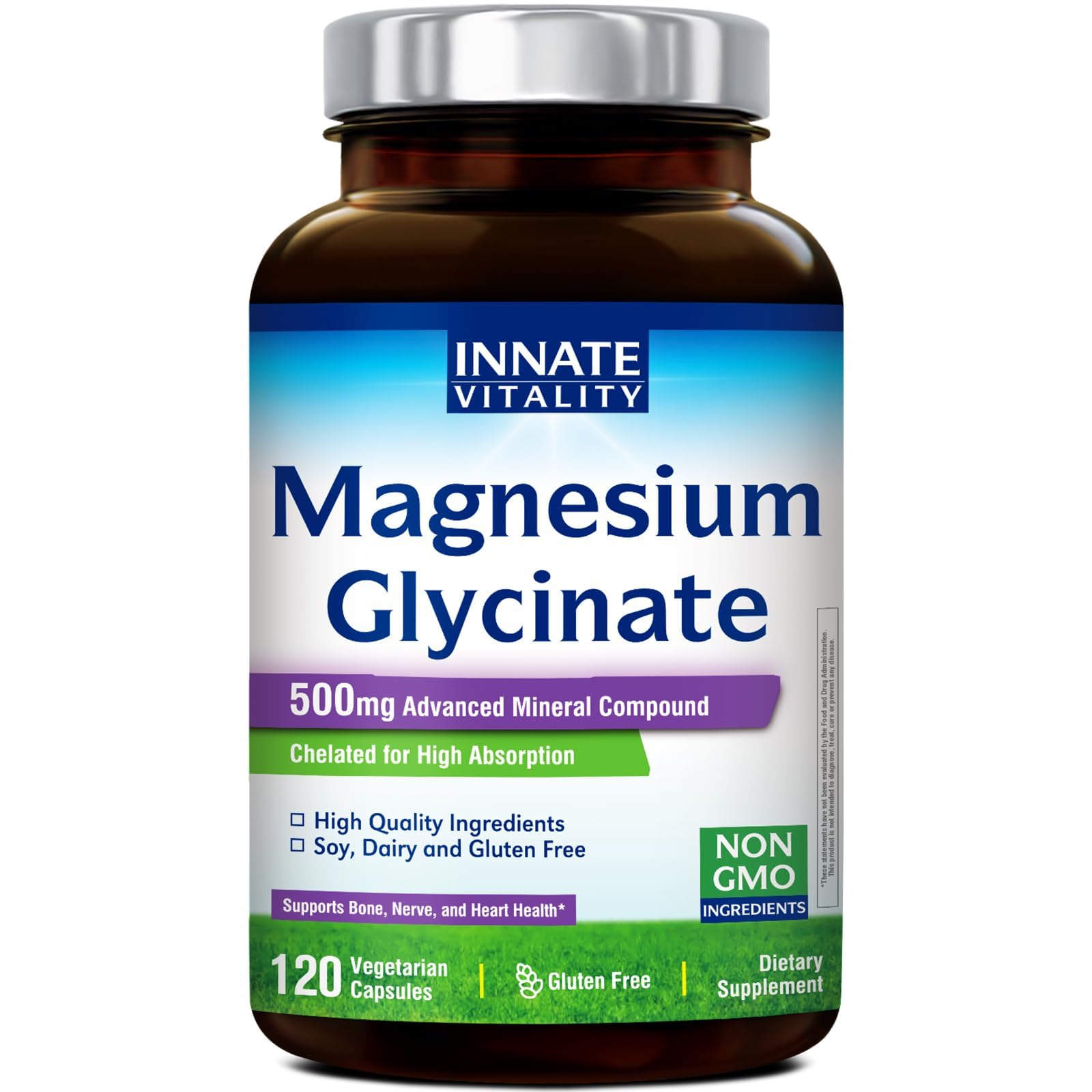 Innate Vitality Magnésium Glycinate, capsule visible, biodisponibilité élevée.