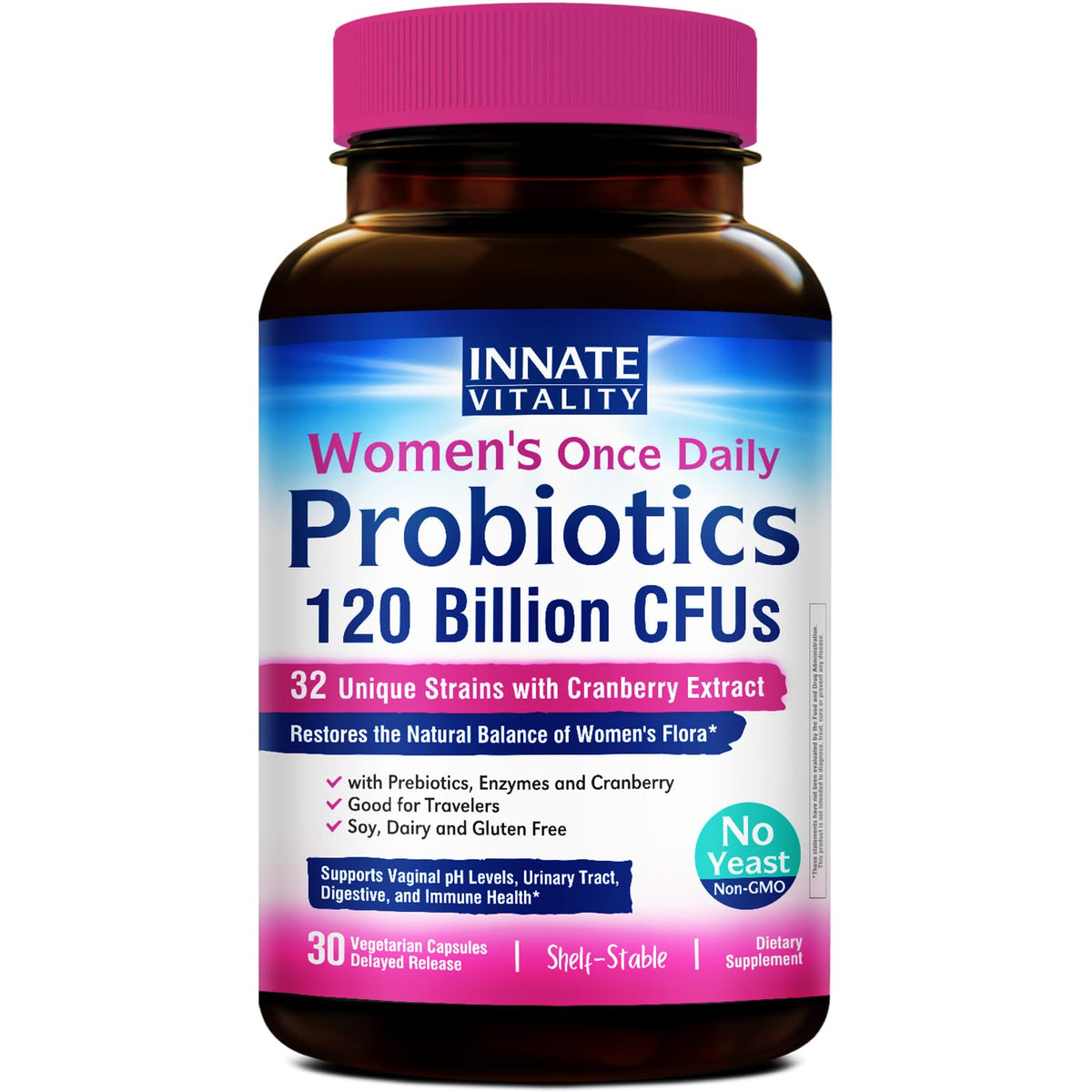 Bouteille Innate Vitality Probiotiques Femmes, soutien de l'équilibre intestinal et vaginal.