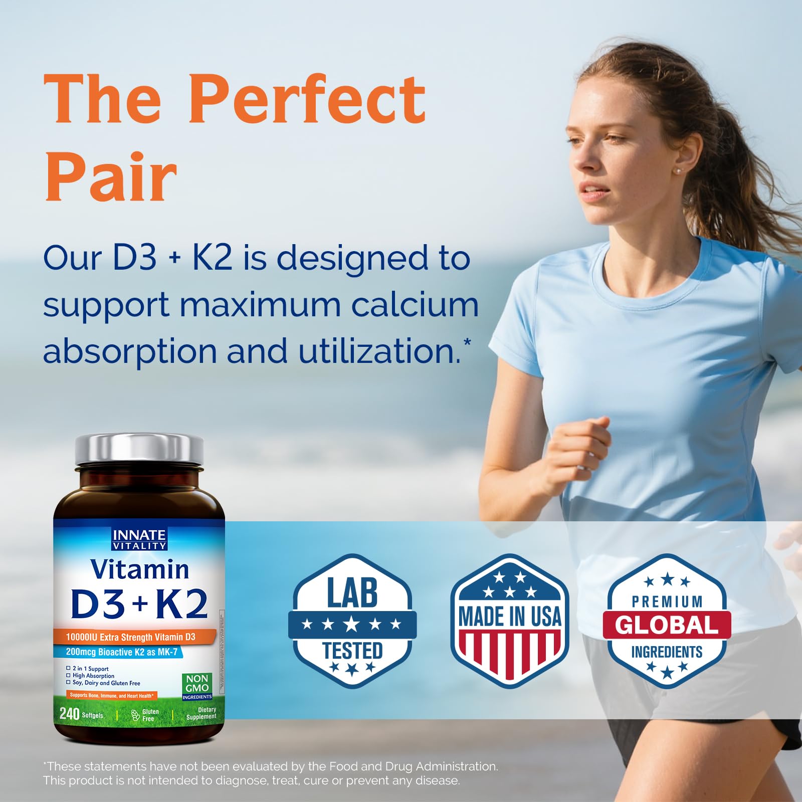 Innate Vitality D3 K2 — fabrication américaine et contrôles de qualité et pureté.