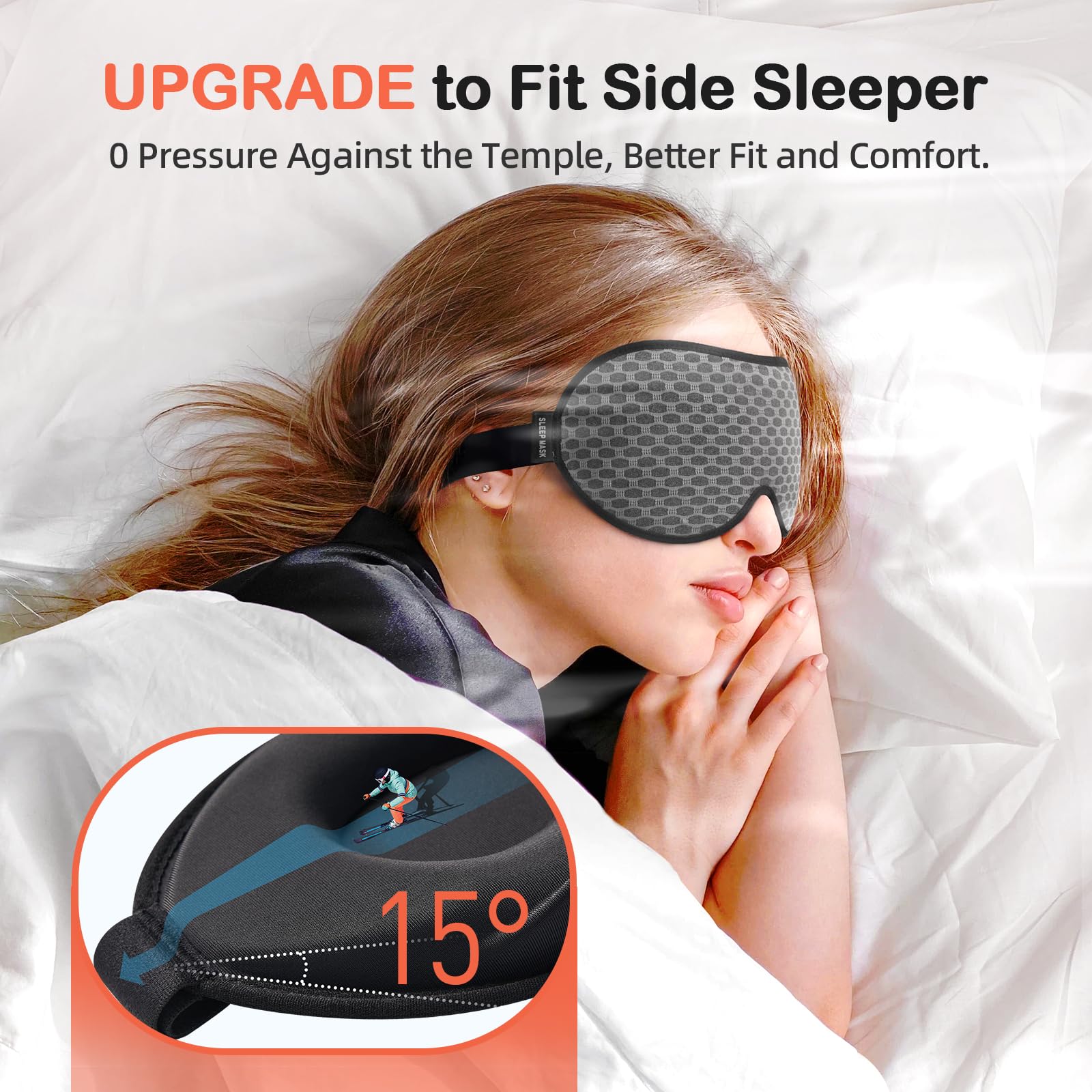 INNELO masque 0 pression sur les tempes pour dormir sans gêne.