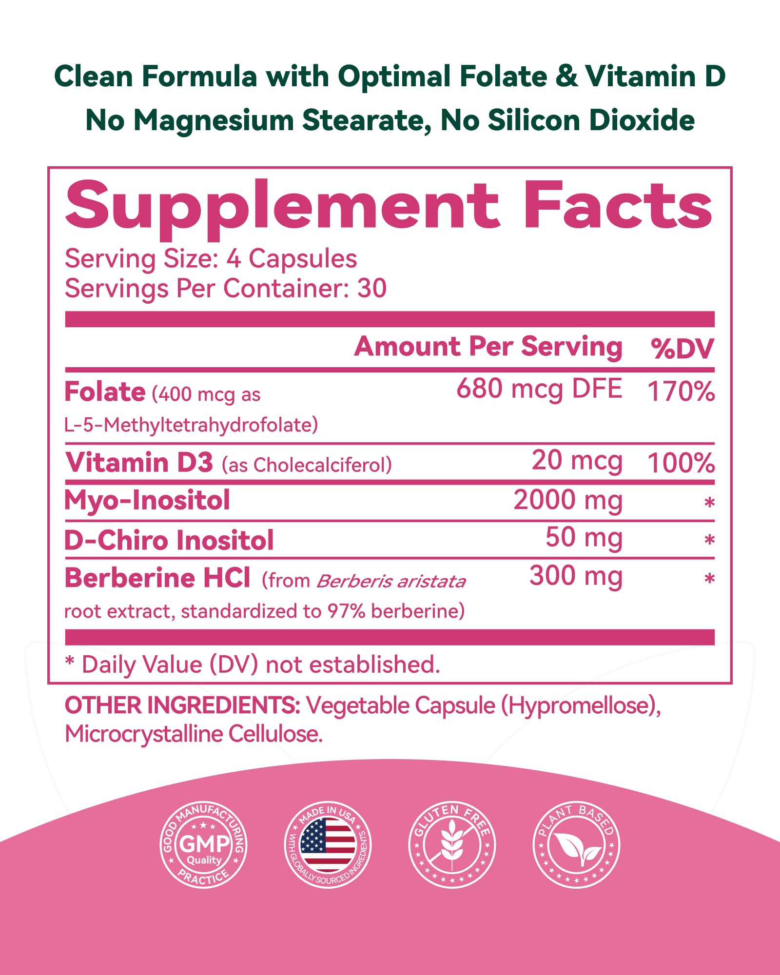 Qualité vegan et sans allergènes avec Inner Brightness Inositol.