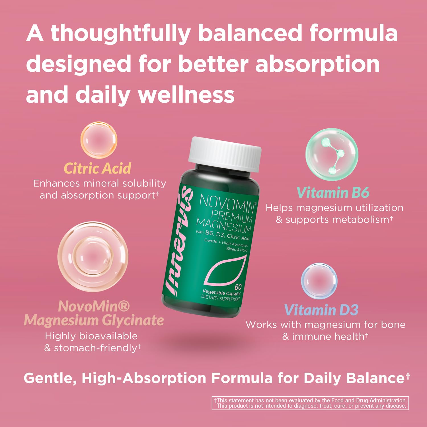 INNERVISNUTRITION Absorption élevée — Magnésium Glycinate pour efficacité.