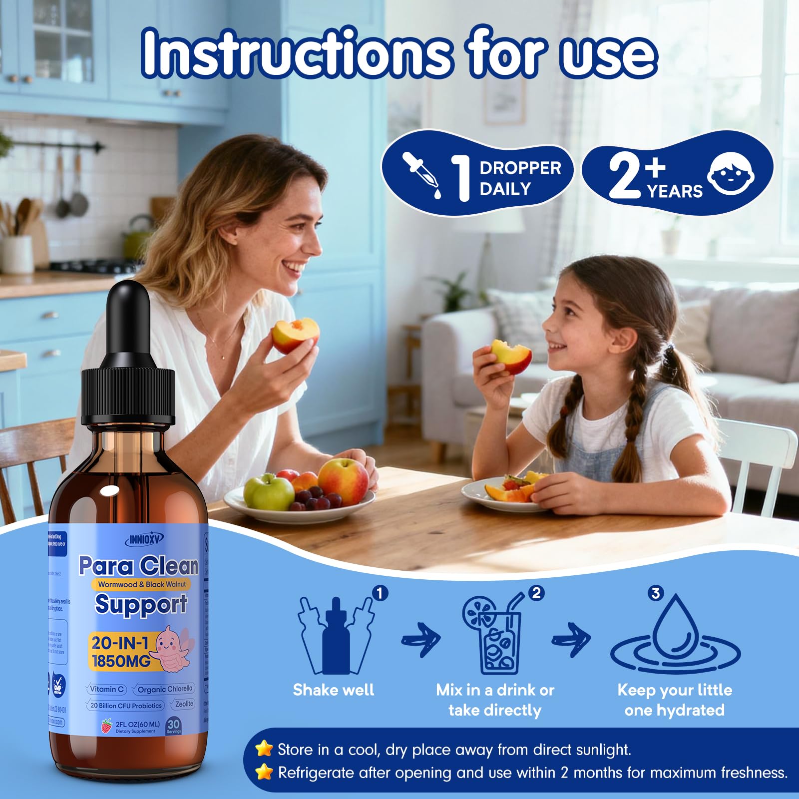 INNIOXV offre le confort quotidien grâce au doseur pratique pour enfants et adultes.