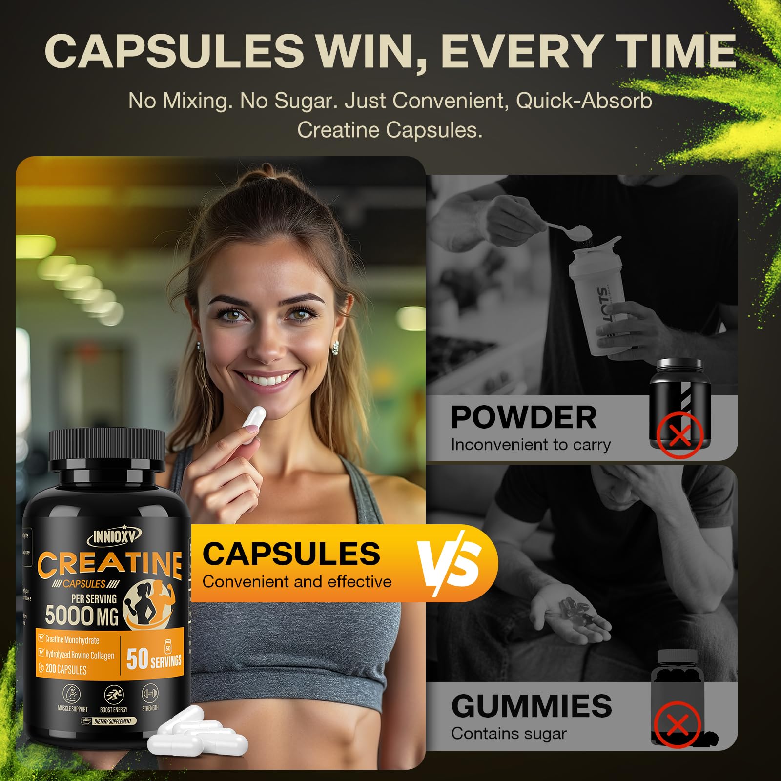 INNIOXV Creatine Monohydrate – récupération et énergie cellulaire après l'effort.