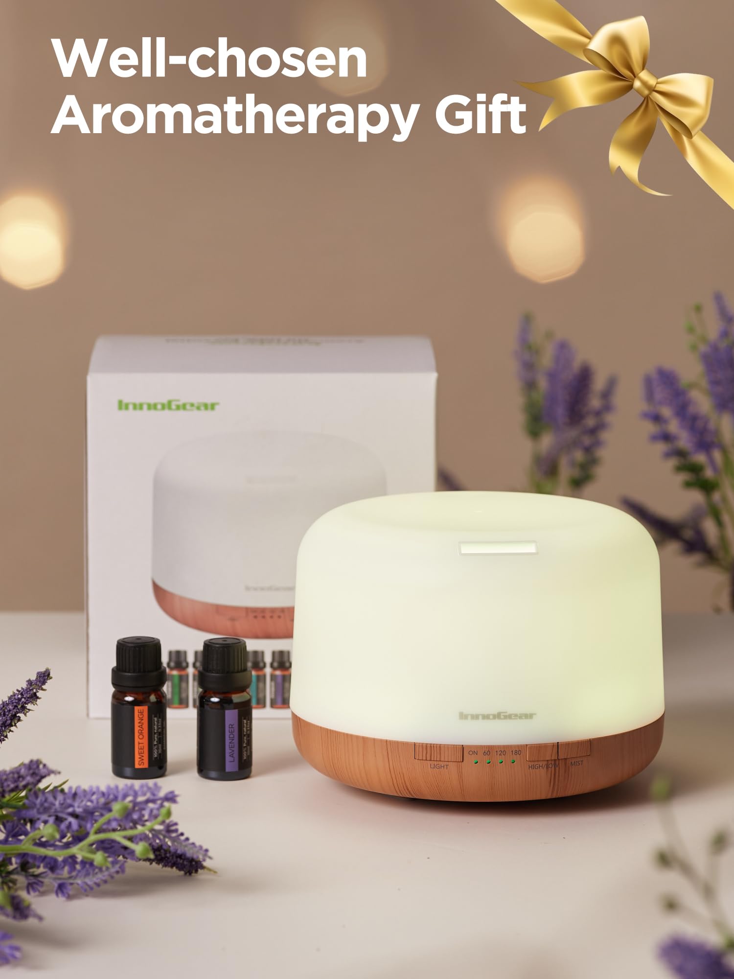 Coffret InnoGear huiles essentielles 10 pièces, parfums variés pour diffusion quotidienne.