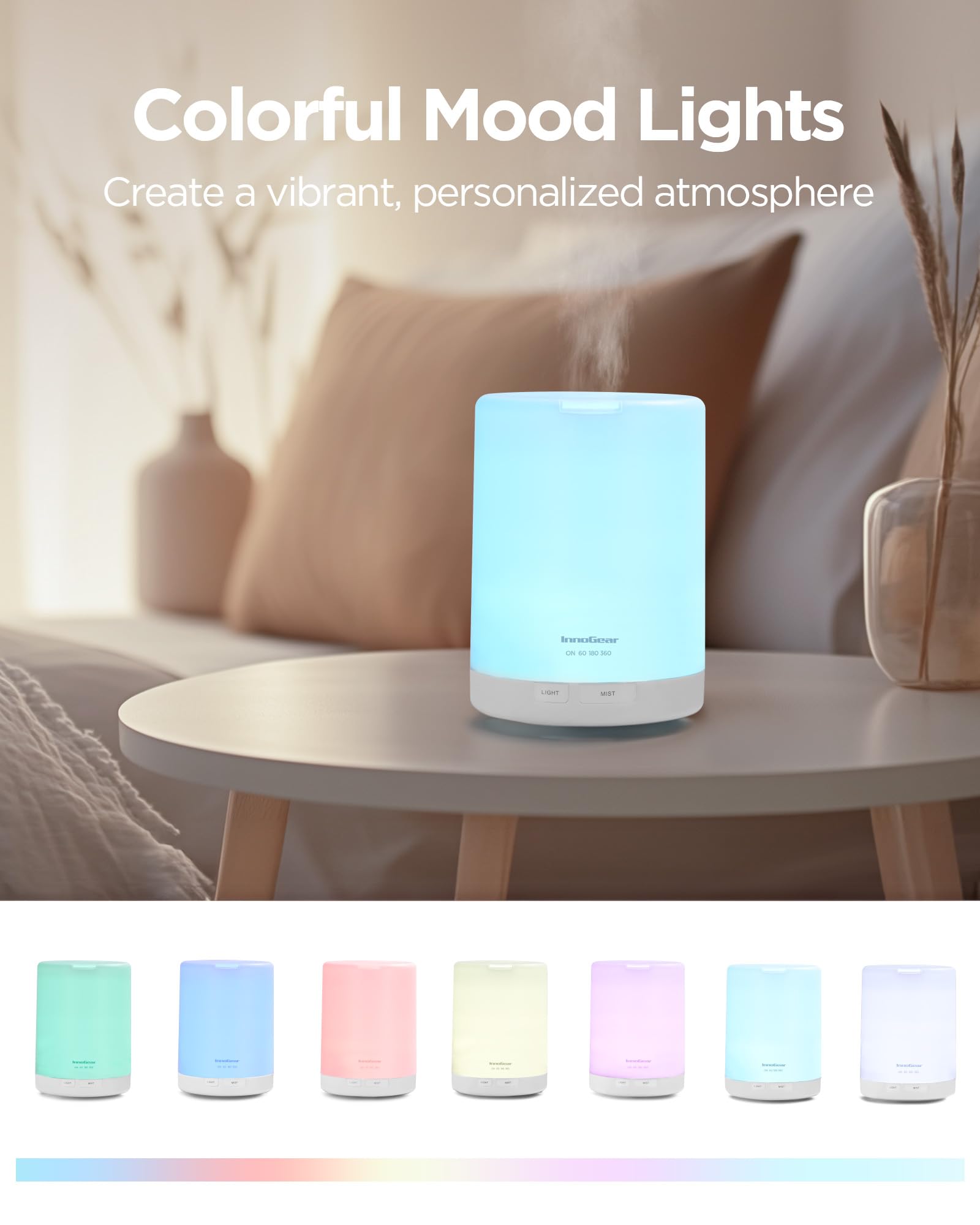 InnoGear diffuseur 300ml, éclairage LED pour créer l'ambiance.