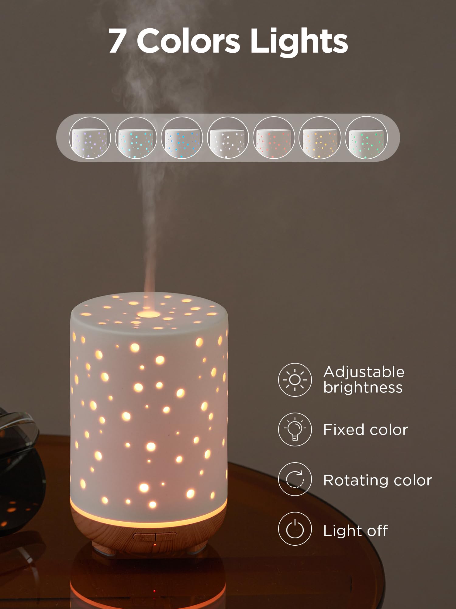 Diffuseur InnoGear ambiance lumière: sept couleurs pour personnaliser l’éclairage.