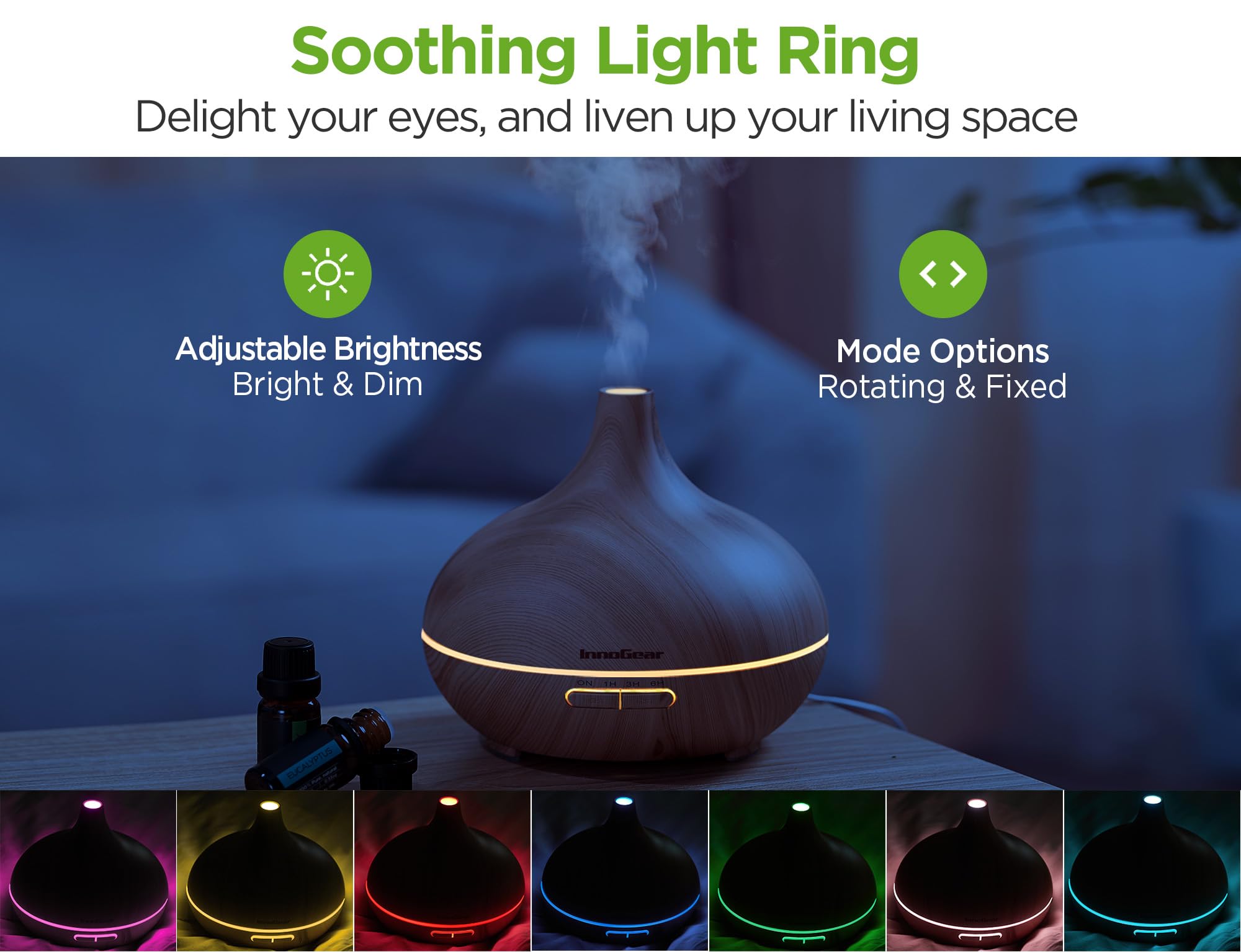 Brume fraîche et silencieuse avec le diffuseur InnoGear pour nuit paisible.