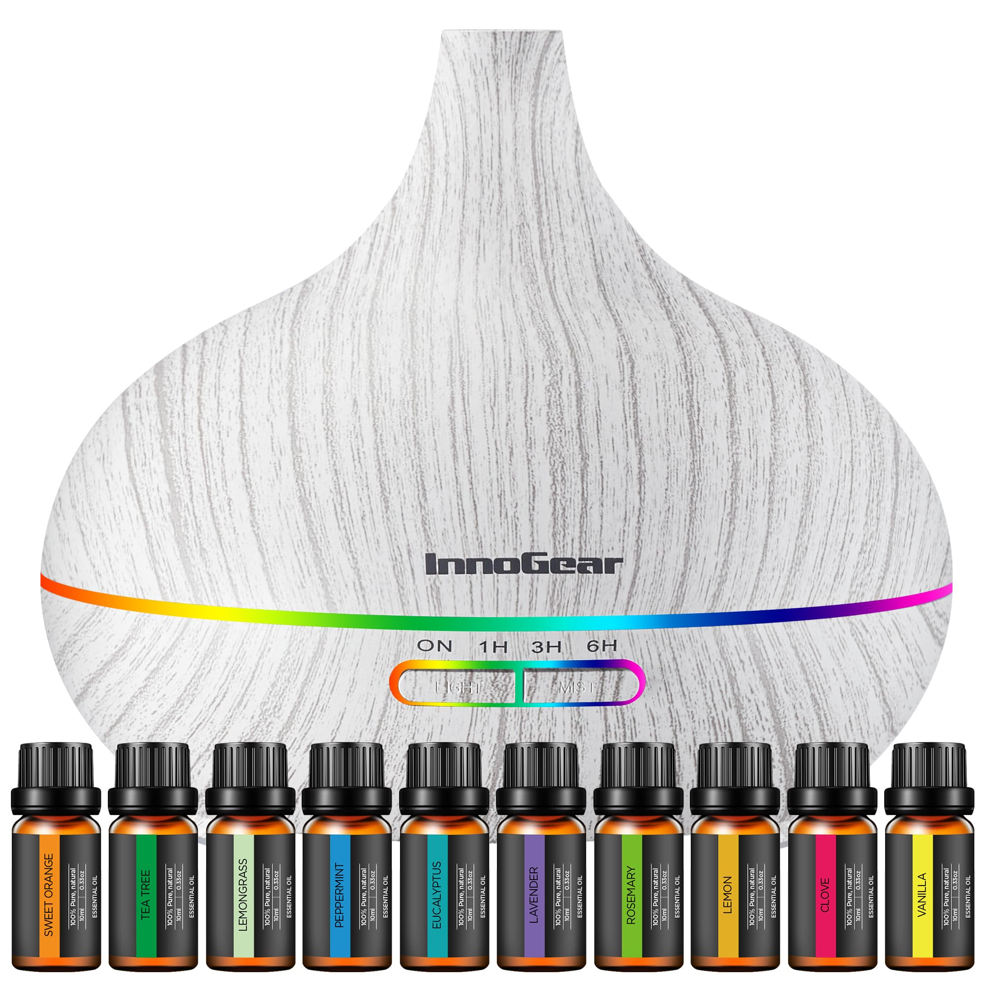 Diffuseur InnoGear aromathérapie 400 ml en action, brume apaisante pour ambiance détente.