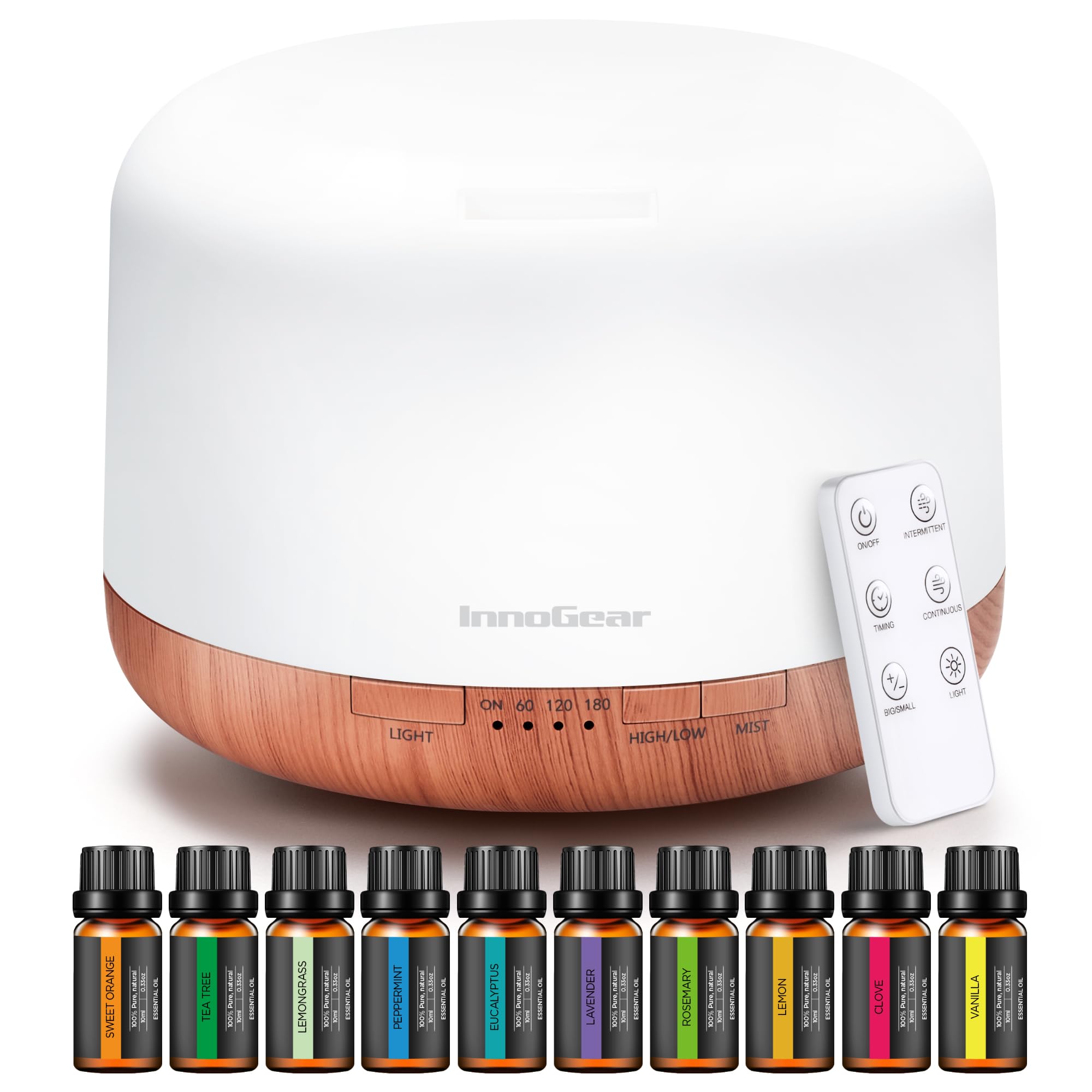 InnoGear diffuseur aromathérapie 500 ml, ambiance parfumée durable dans le salon.