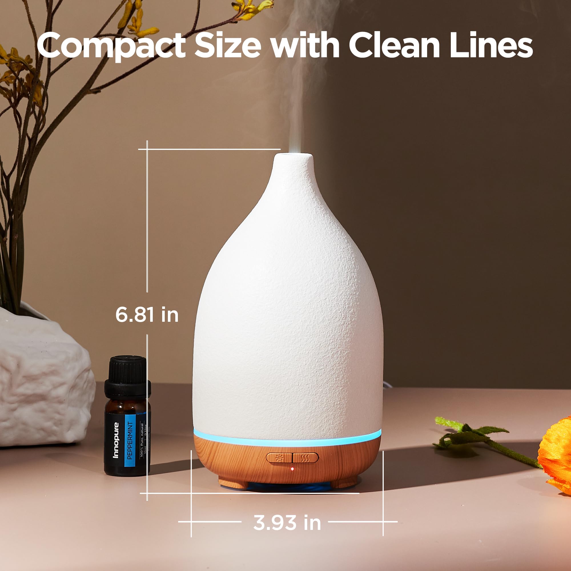 Diffuseur InnoGear en céramique 150 ml, vue de côté, design élégant