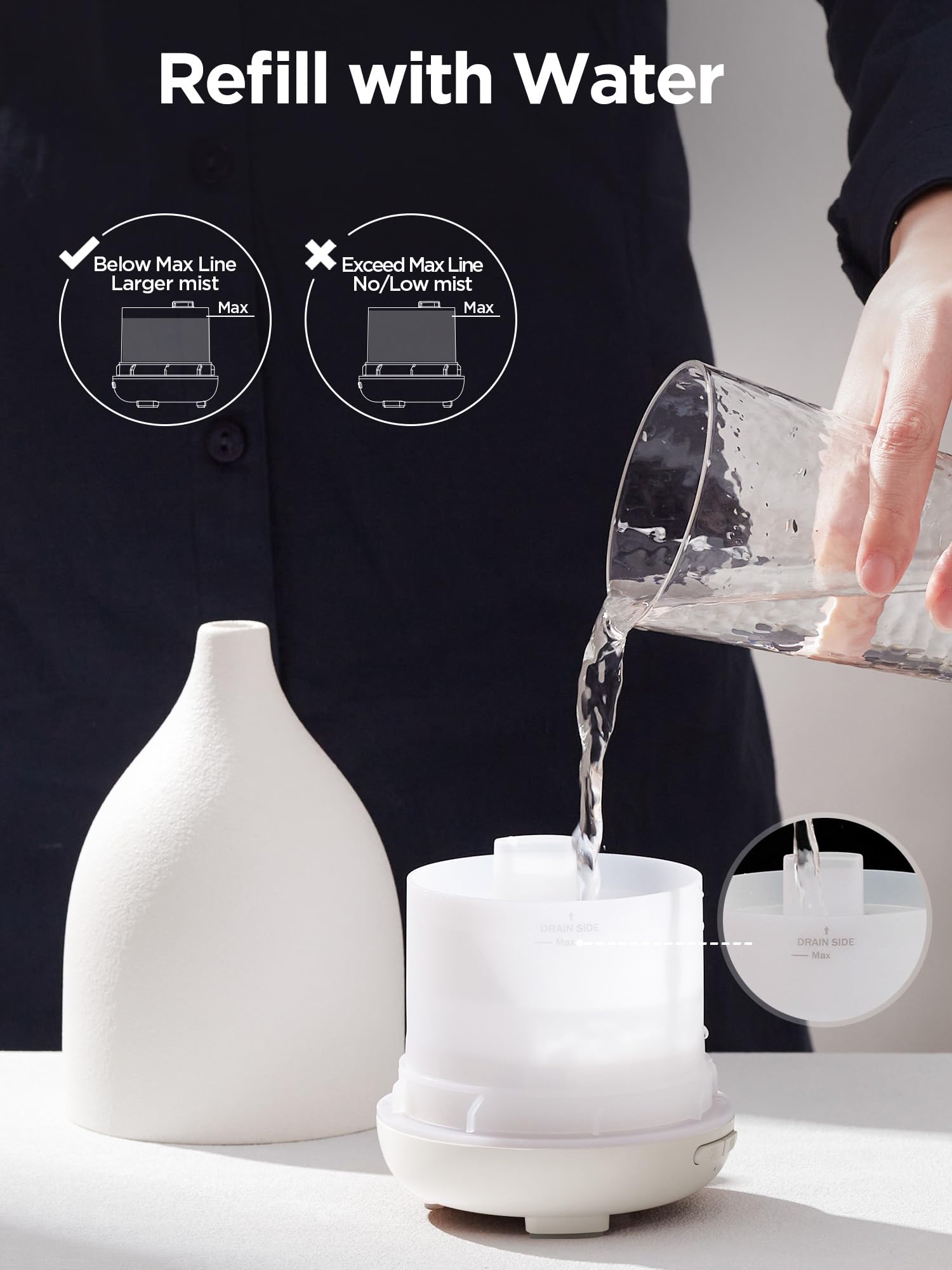 InnoGear diffuseur huile ceramique 150ml, cadeau idéal: crée ambiance parfumée chez soi