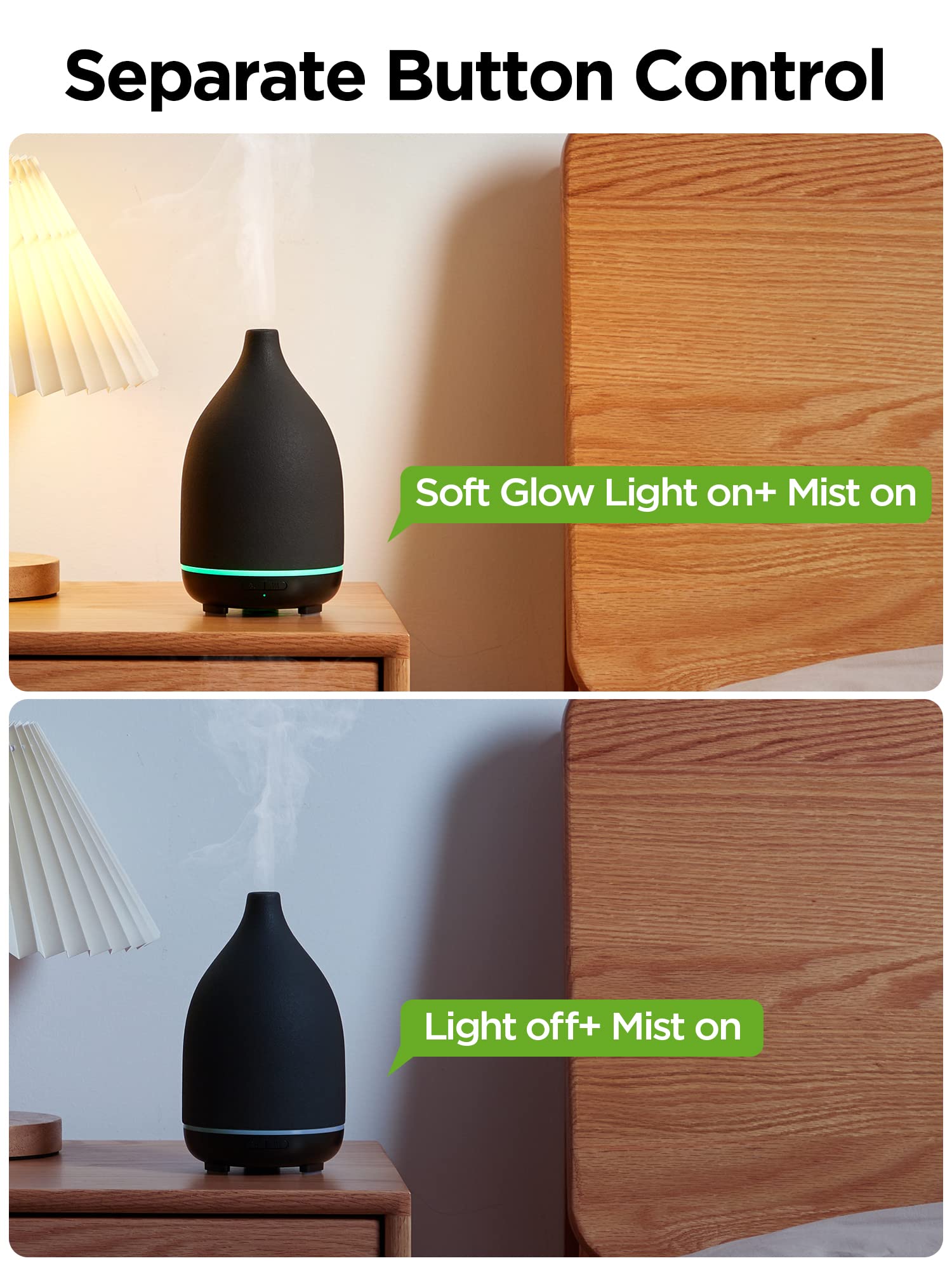 Lampe diffuseur InnoGear noir, design élégant et fonctionnement silencieux.