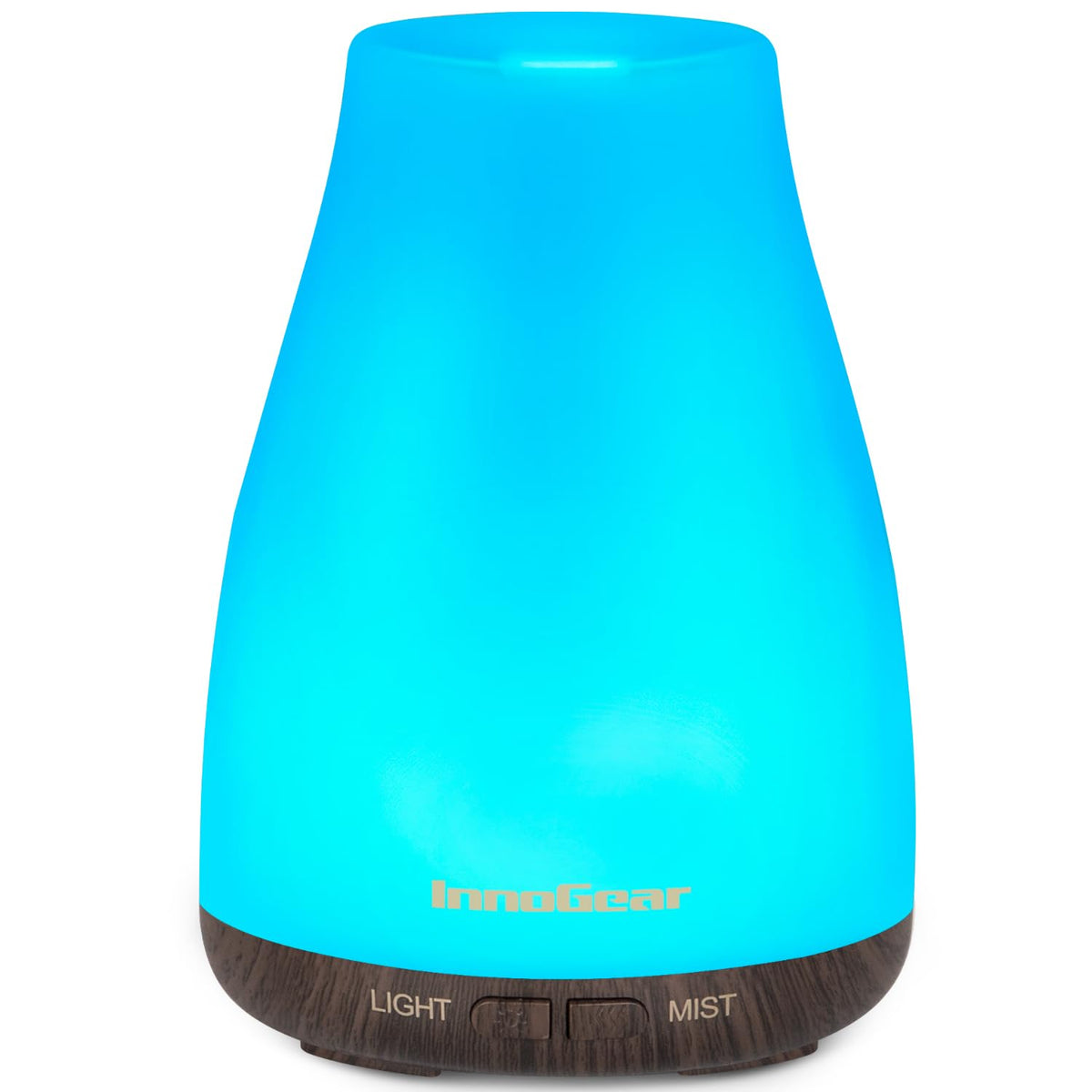 InnoGear diffuseur d'huiles essentielles avec base marron, diffusion douce et calme