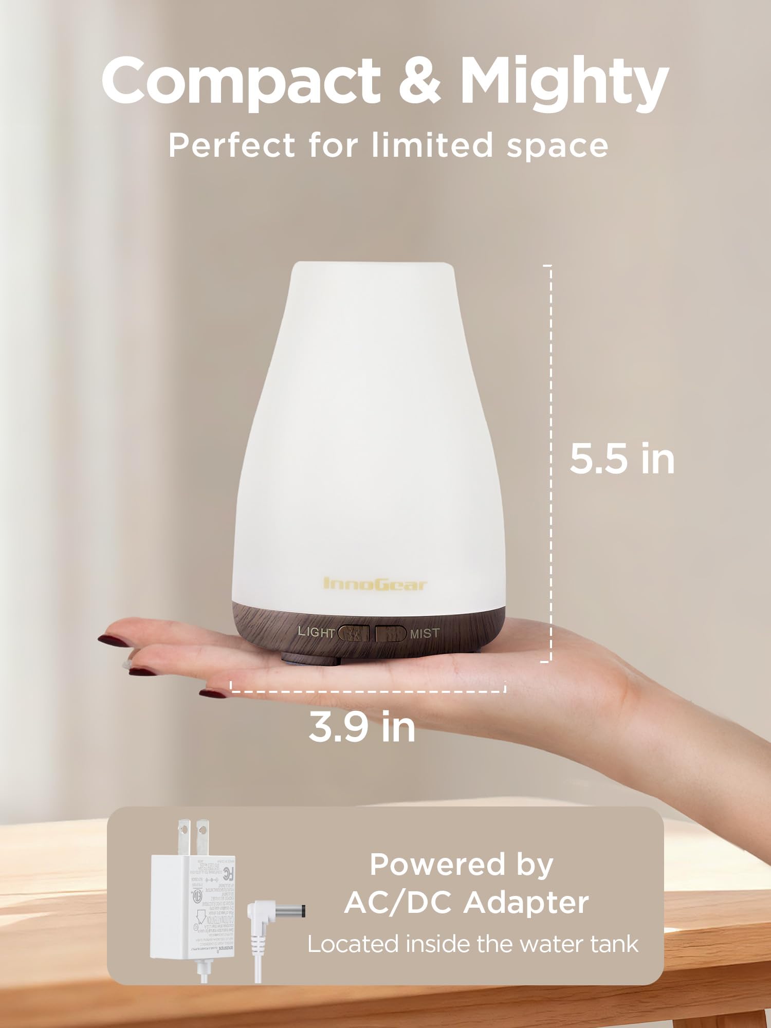 InnoGear diffuseur avec éclairage à sept couleurs, ambiance apaisante