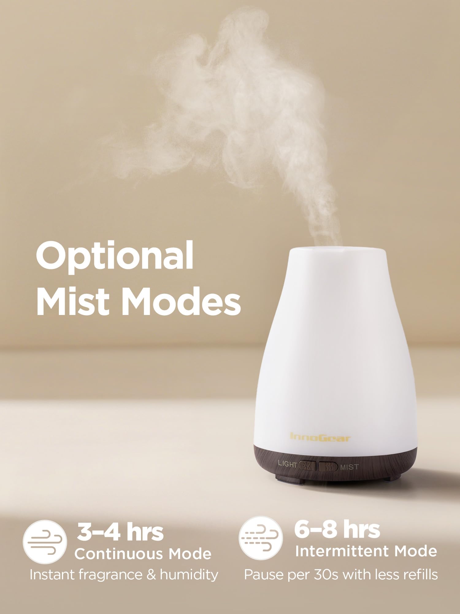 InnoGear diffuseur en mode brume intermittente et continue pour aromathérapie personnalisée