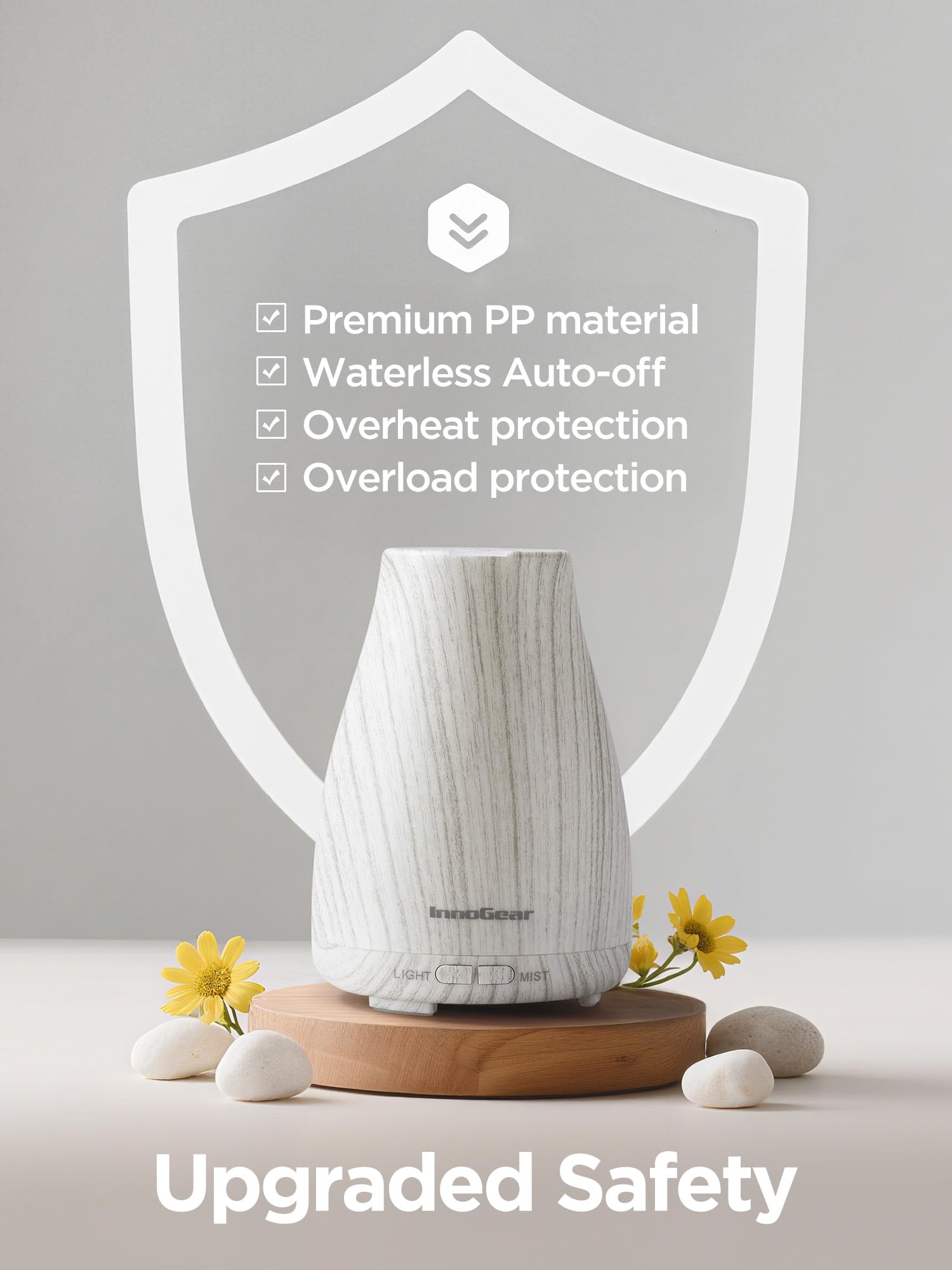 InnoGear diffuseur silencieux avec bruit inférieur à 23 dB pour le repos.
