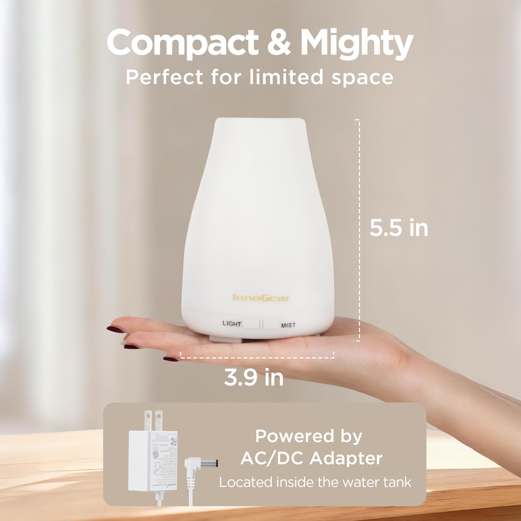 Diffuseur InnoGear avec lumière à 7 couleurs, ambiance lumineuse modulable.