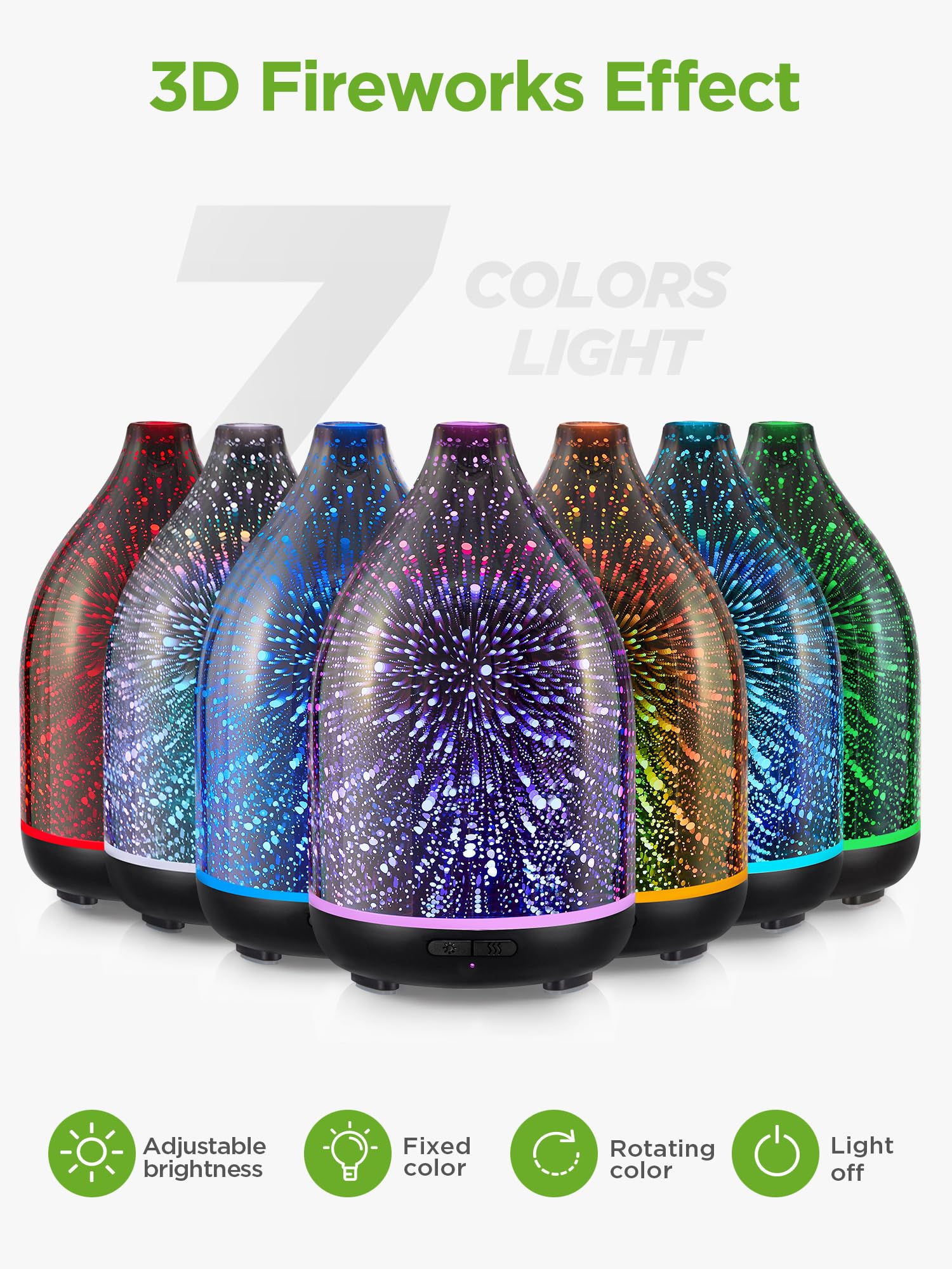 InnoGear diffuseur en verre fait main avec effet 3D et lumière douce.