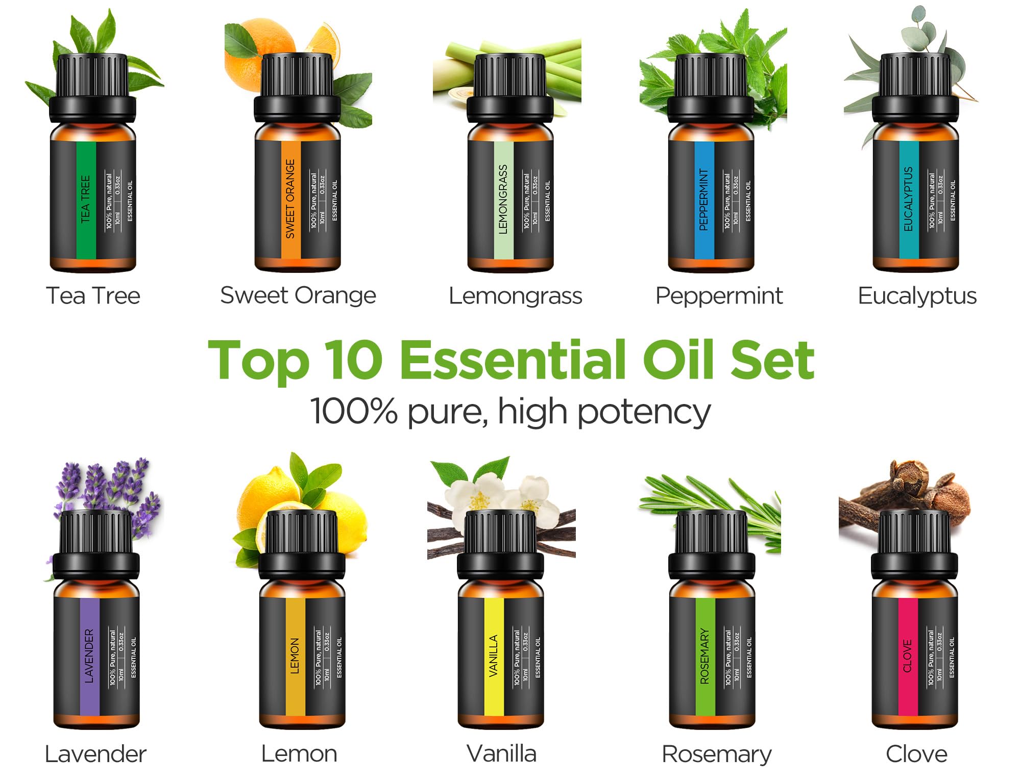 Set d’huiles essentielles InnoGear 10 bouteilles pour varier les senteurs.