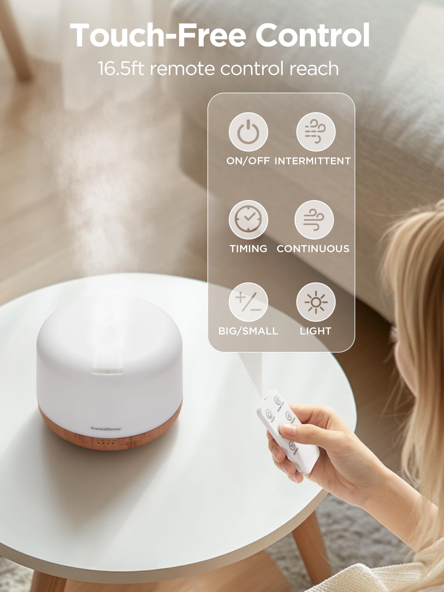 Modes brume continue et intermittente pour personnaliser l'ambiance.