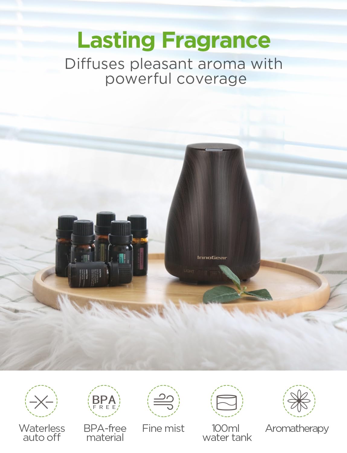 Utilisation quotidienne avec InnoGear: humidifie et parfume votre espace.
