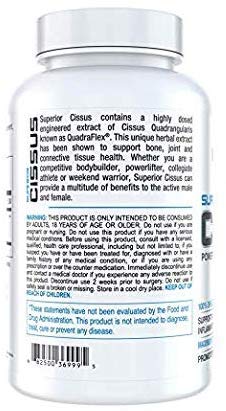 InnovaPharm Superior Cissus Quadraflex 4800mg - capsules blanches: récupération et soutien musculaire.