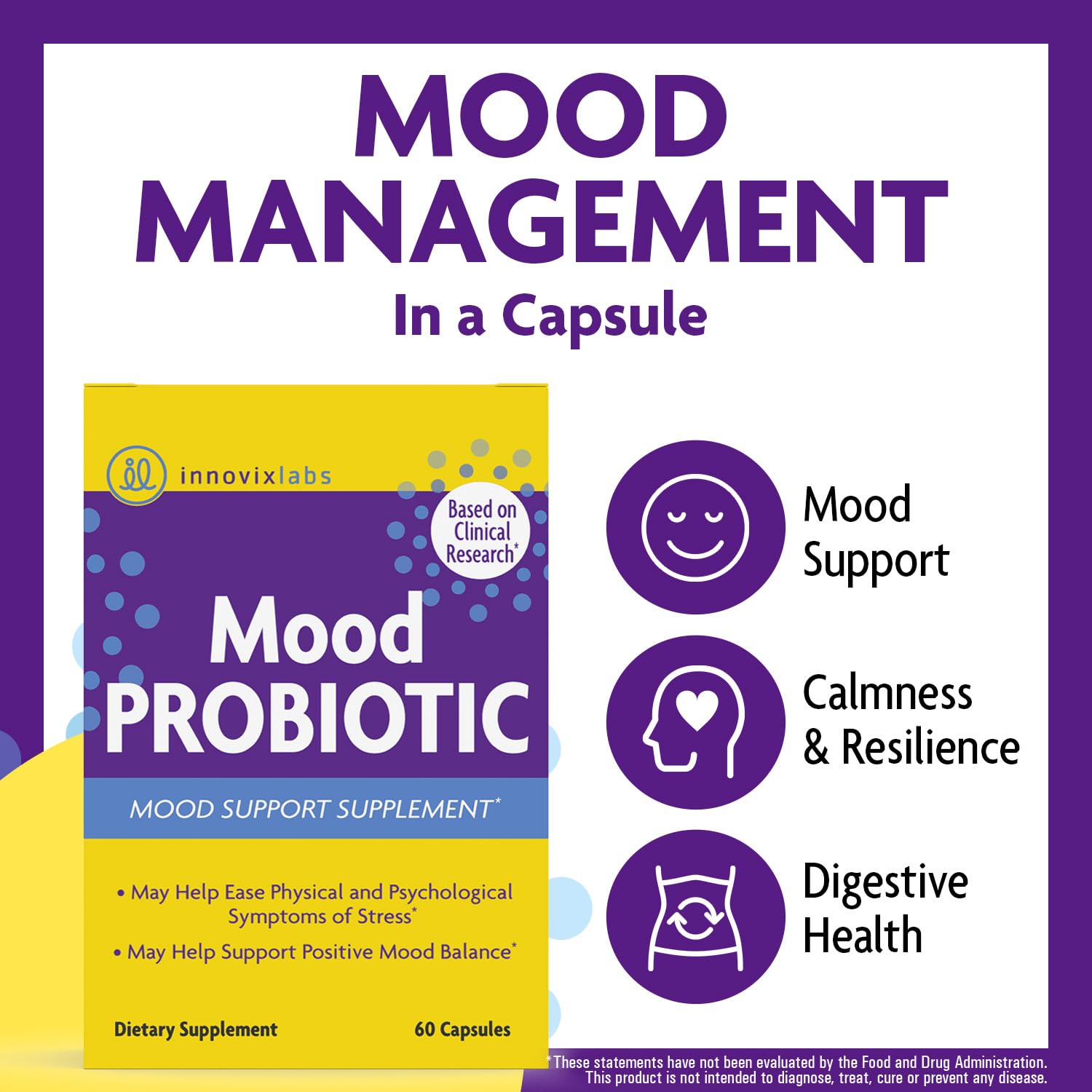 InnovixLabs Mood Probiotic - gélules faciles à prendre au quotidien.