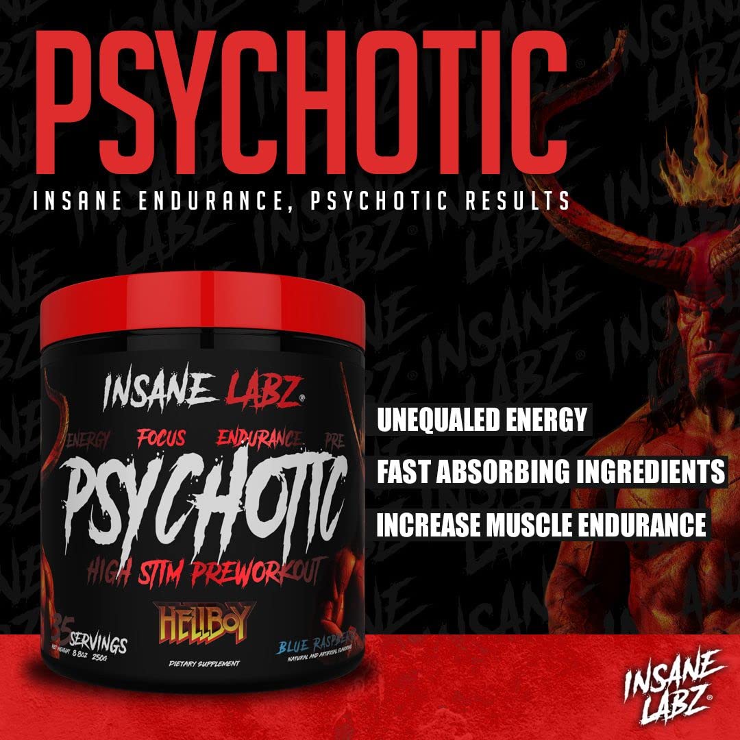 Étiquette Insane Labz Hellboy Edition avec informations claires sur les saveurs.