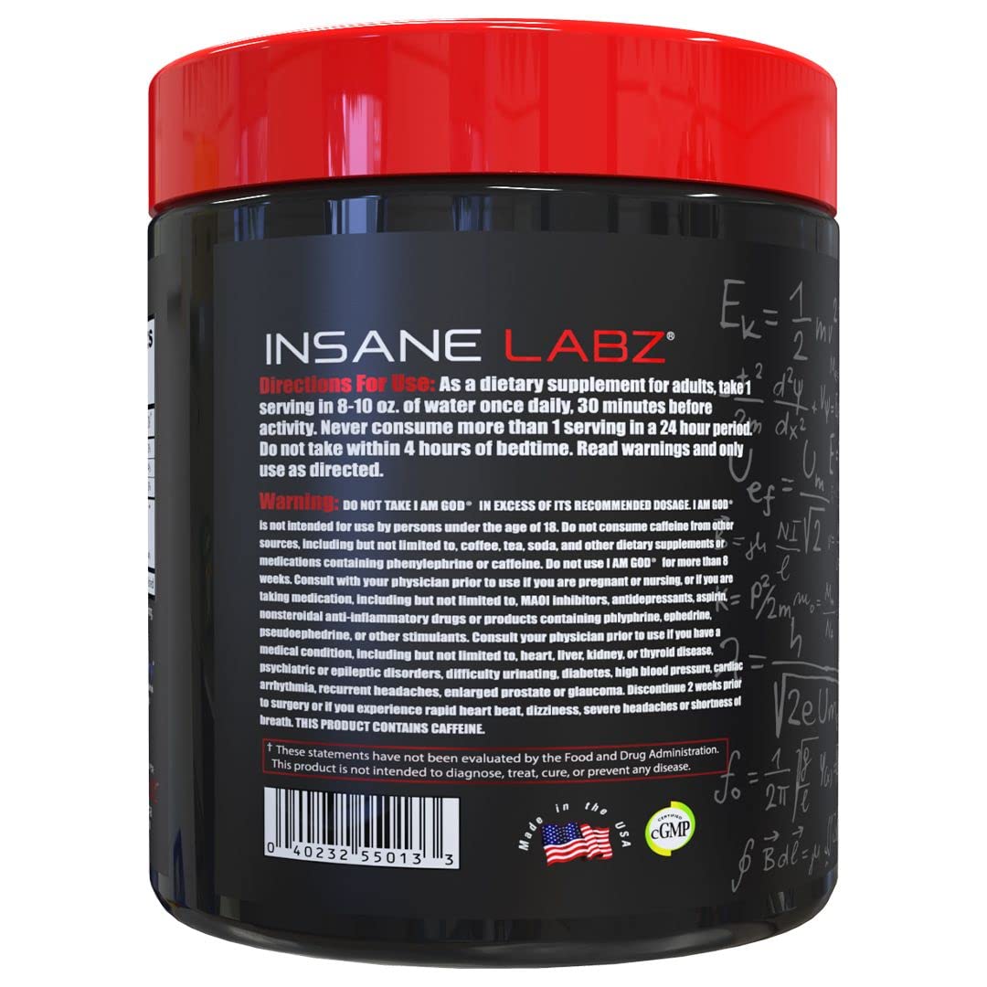 Insane Labz I am God Pre Workout – AMPiberry pour soutien cognitif et énergie durable.
