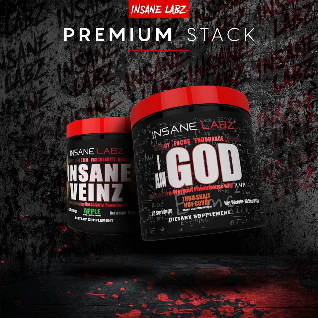 Insane Labz I am God Pre Workout – saveur raisin pour expérience savoureuse avant entraînement.