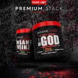 Insane Labz I am God Pre Workout – saveur raisin pour expérience savoureuse avant entraînement.