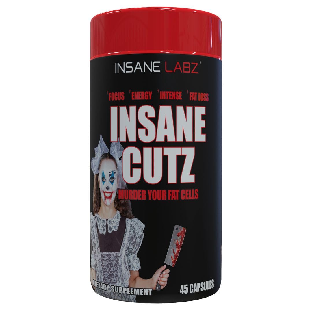 Bouteille Insane Labz Insane Cutz montrant la formulation thermogénique pour énergie soutenue.
