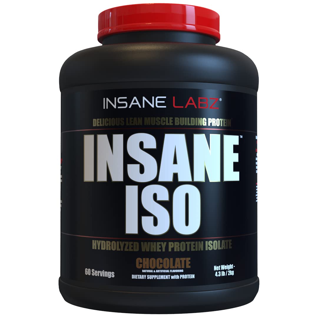 Insane Labz Insane ISO Whey, paquet de poudre, soutien potentiel à la récupération.