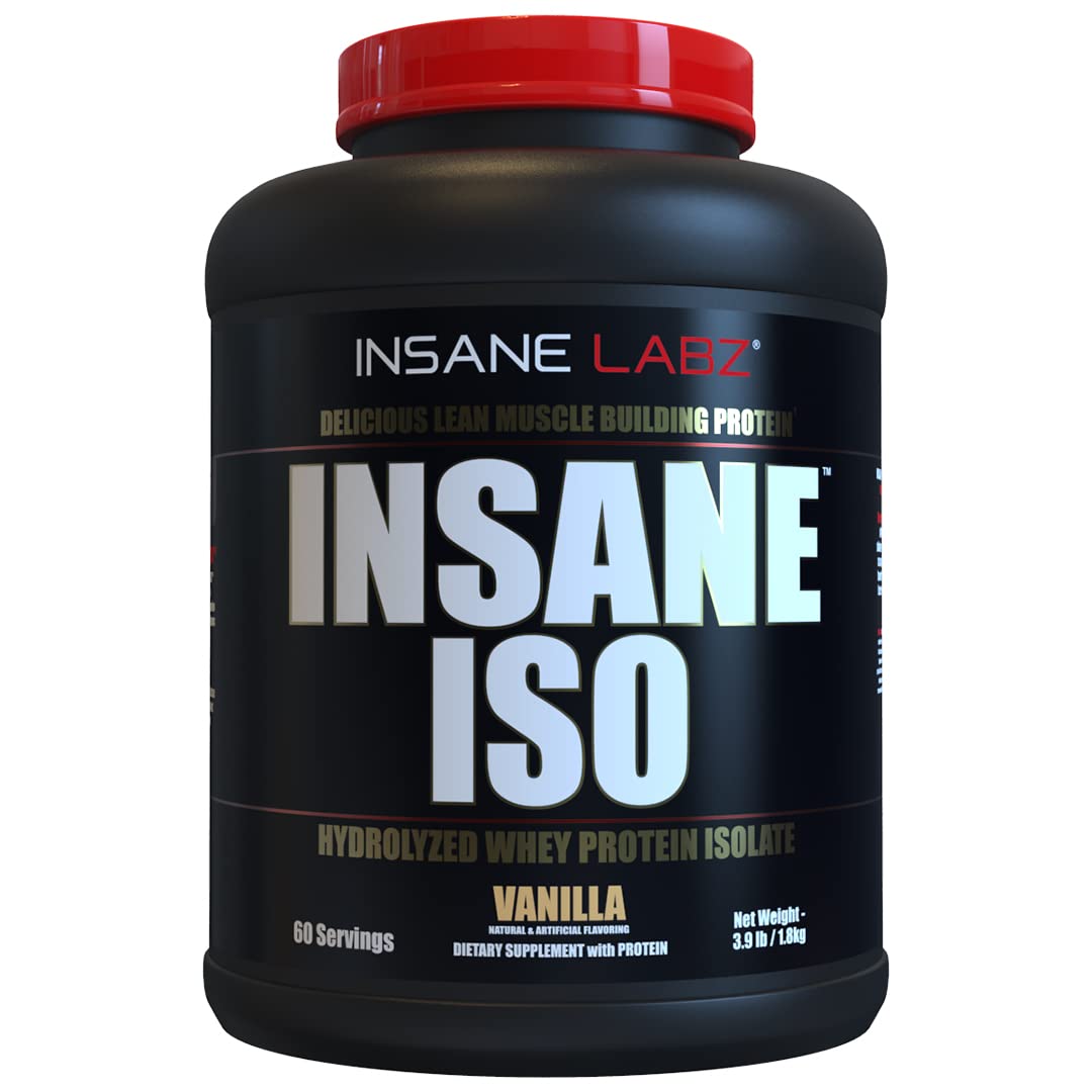 Insane Labz Insane ISO Whey Vanille, bouteille prête pour une prise protéinée après entraînement.