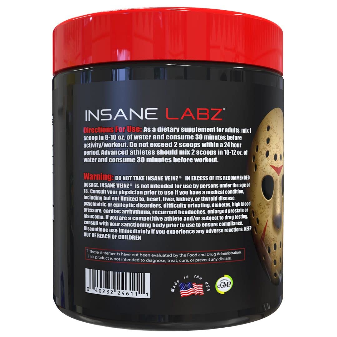 Insane Labz Insane Veinz, agmatine sulfate, ingrédient clé pour une meilleure vasodilatation.