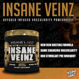Insane Veinz Gold – Hydromax, soutien des volumes et pompes durables en séance.