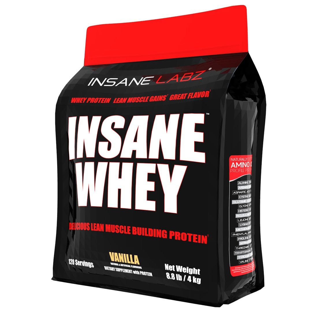 Insane Labz Insane Whey – bouteille vanille, soutien pratique après entraînement grâce à ses protéines