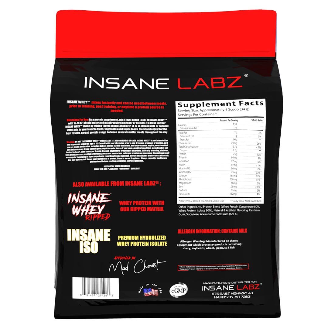 Étiquette nutritionnelle d'Insane Whey Vanille, valeur clé utile pour planifier l'apport