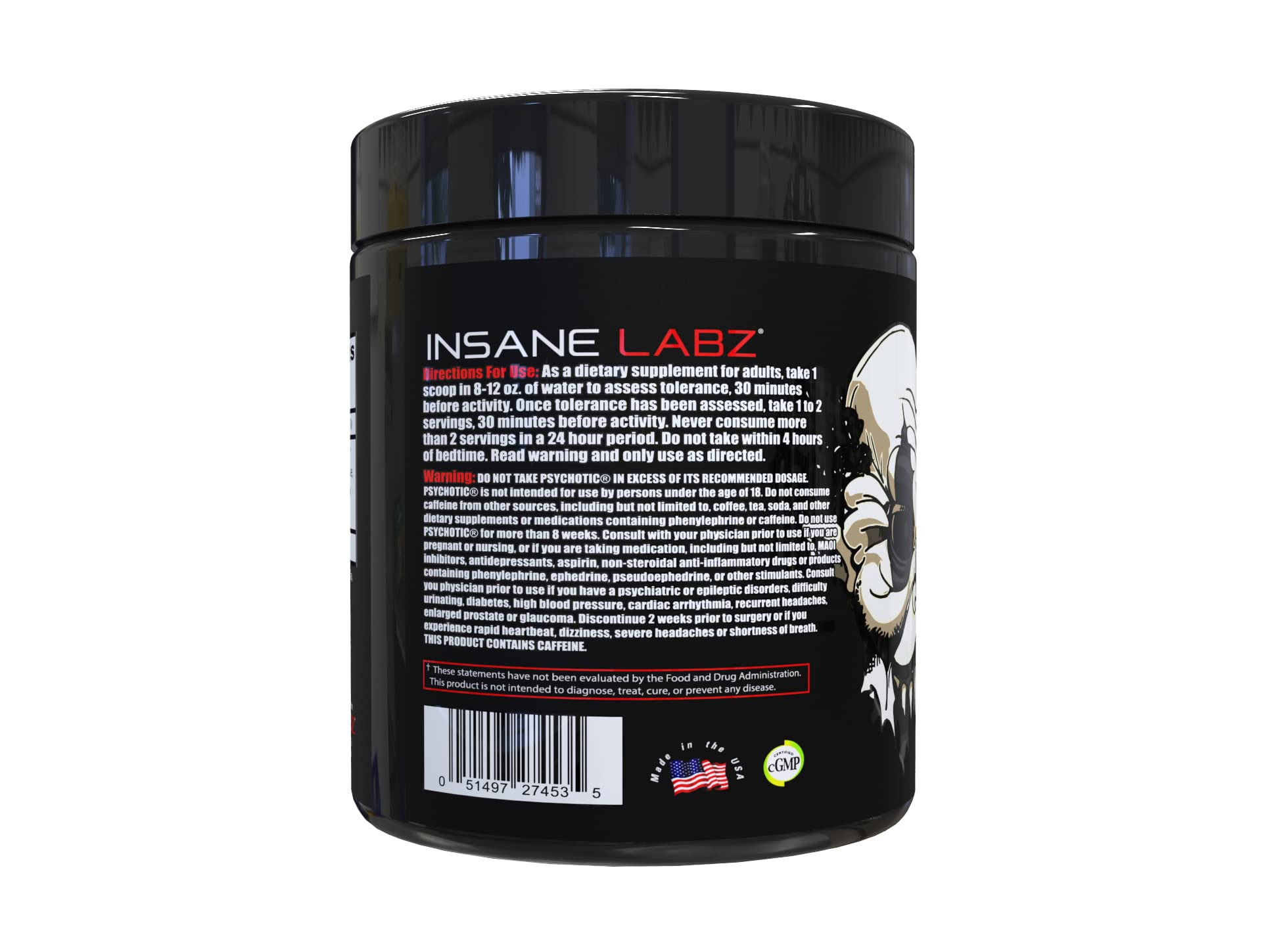 Insane Labz Psychotic Black AMPiberry mélange stimulant stable et efficace.