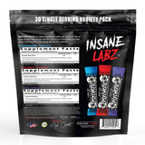 Psychotic Black Edition – cuillère doseuse et étiquette colorée, concentration accrue potentielle pendant l'effort.